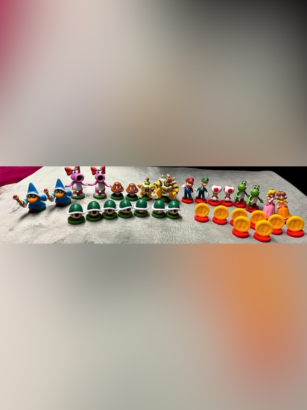 Nintendo Super Mario Chess Collector's Edition Figures Green & Red